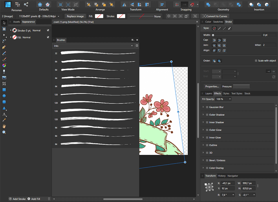 affinity designer illustration tools screen