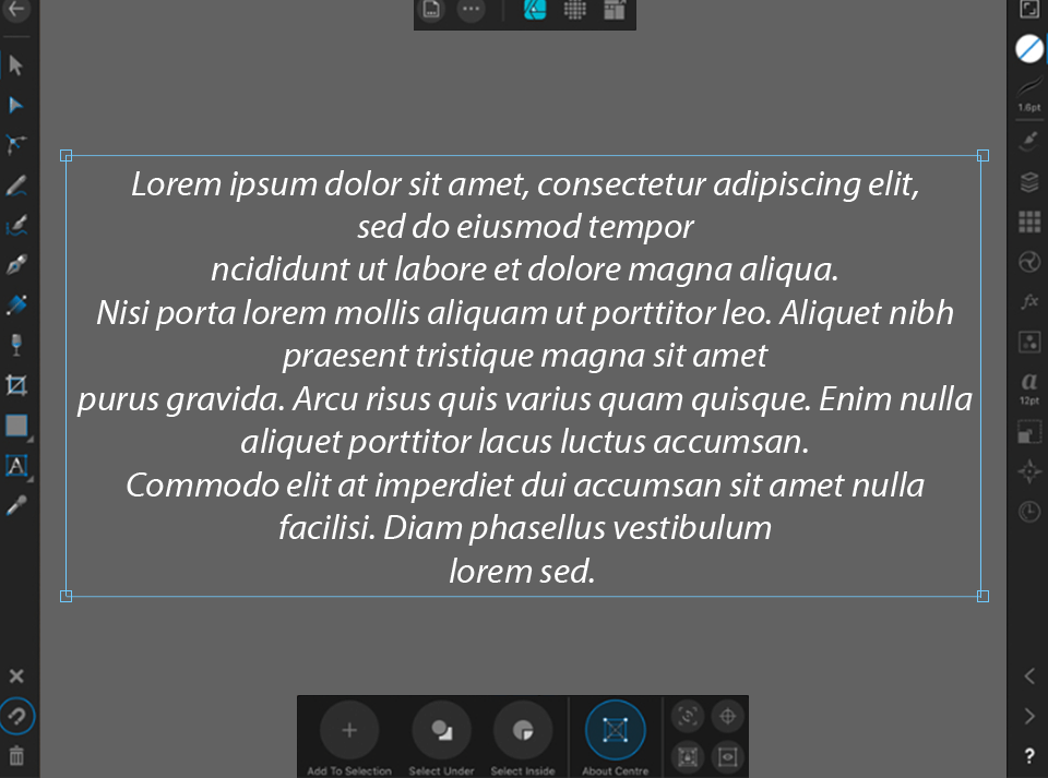 affinity designer typography tools screen