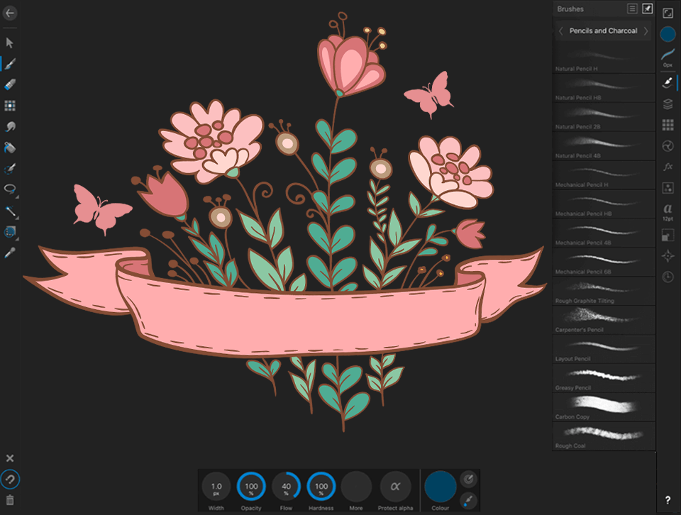 affinity designer vector toolset screen