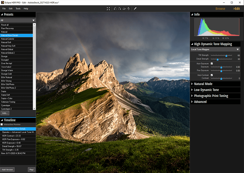 ajustes predeterminados indrio eclipse hdr