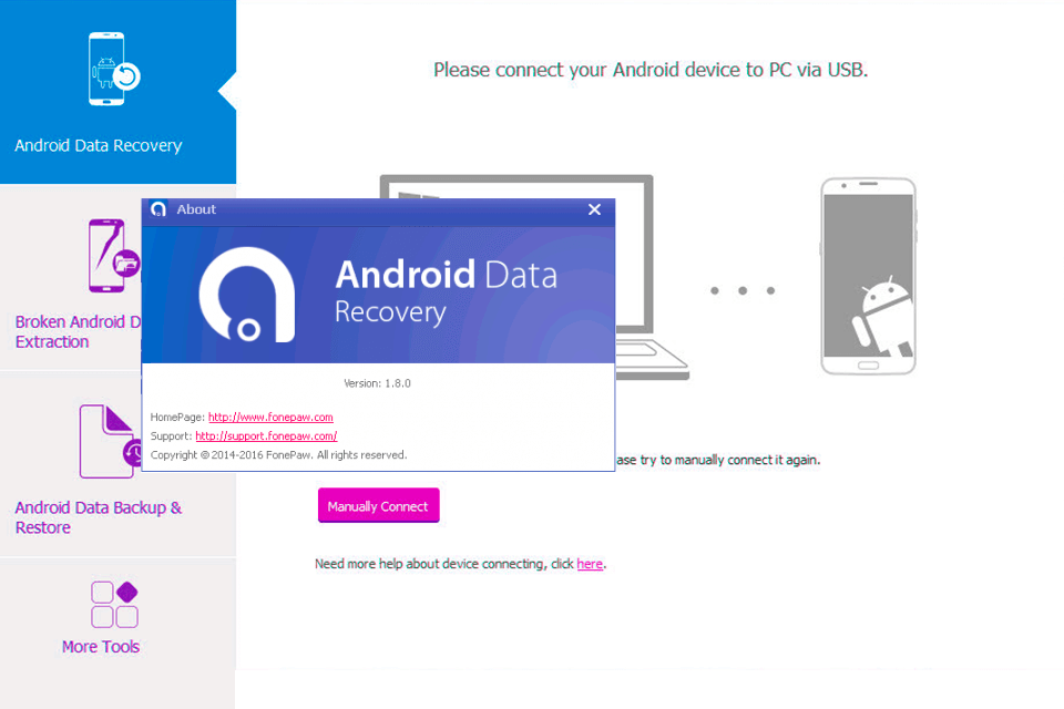 android data extraction interface