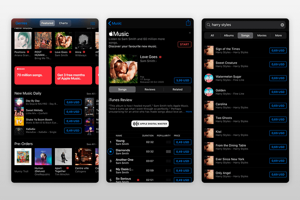 ariia best music player for iphone interface