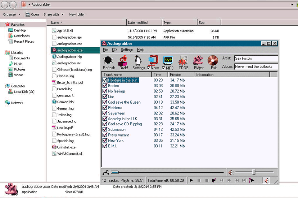 audiograbber free cd ripper interface