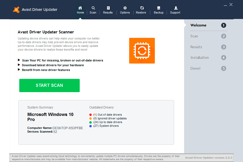 avast driver updater download interface