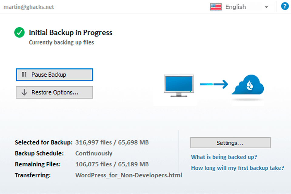 backblaze online backup service interface