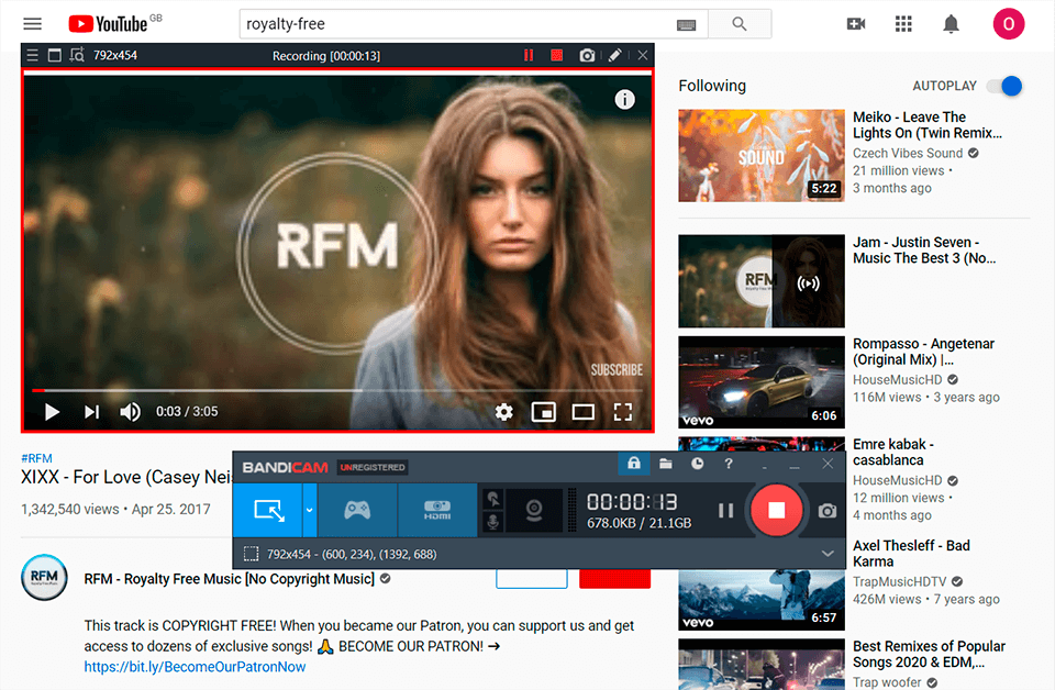 bandicam youtube recording software