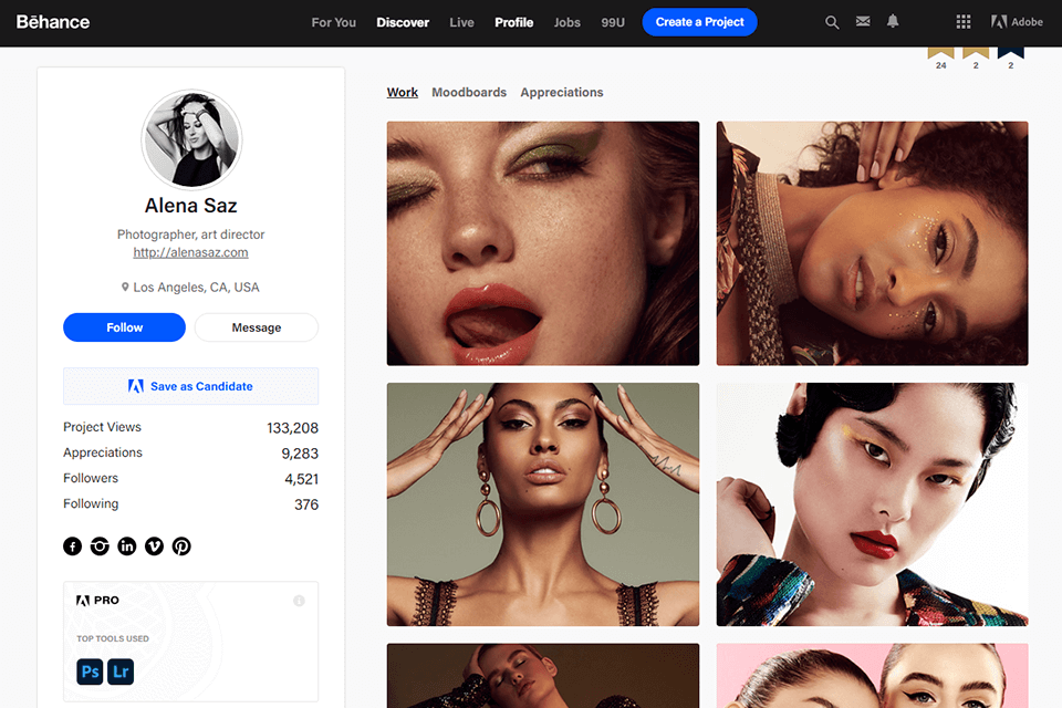 behance portfolio service