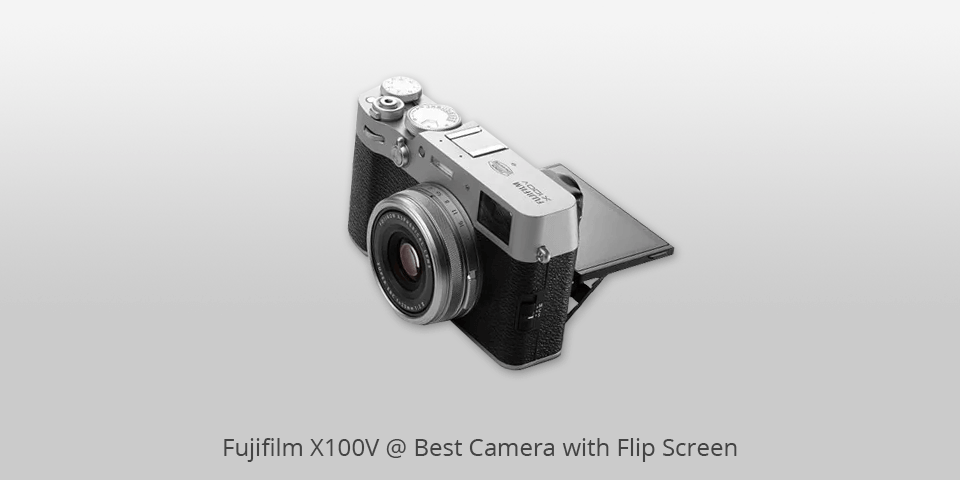 camera with viewfinder and flip screen