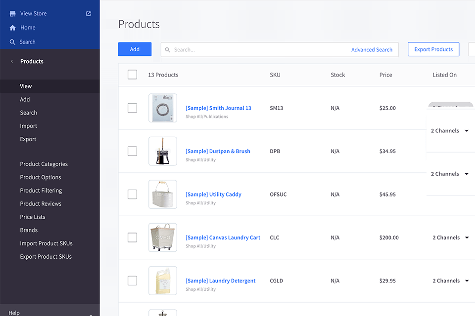 bigcommerce ecommerce platforms interface