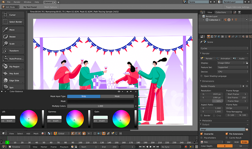 blender rotoscoping software interface
