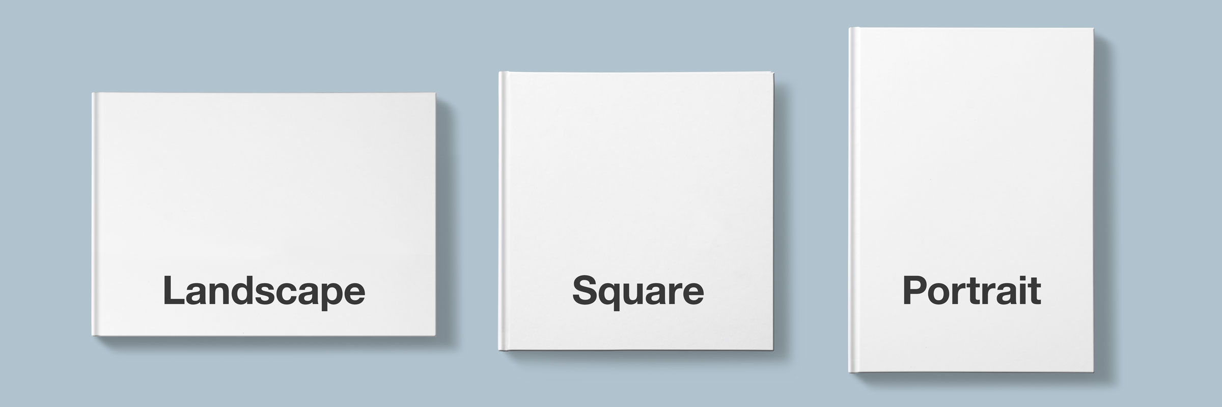 example of landscape, square, portrait photo books