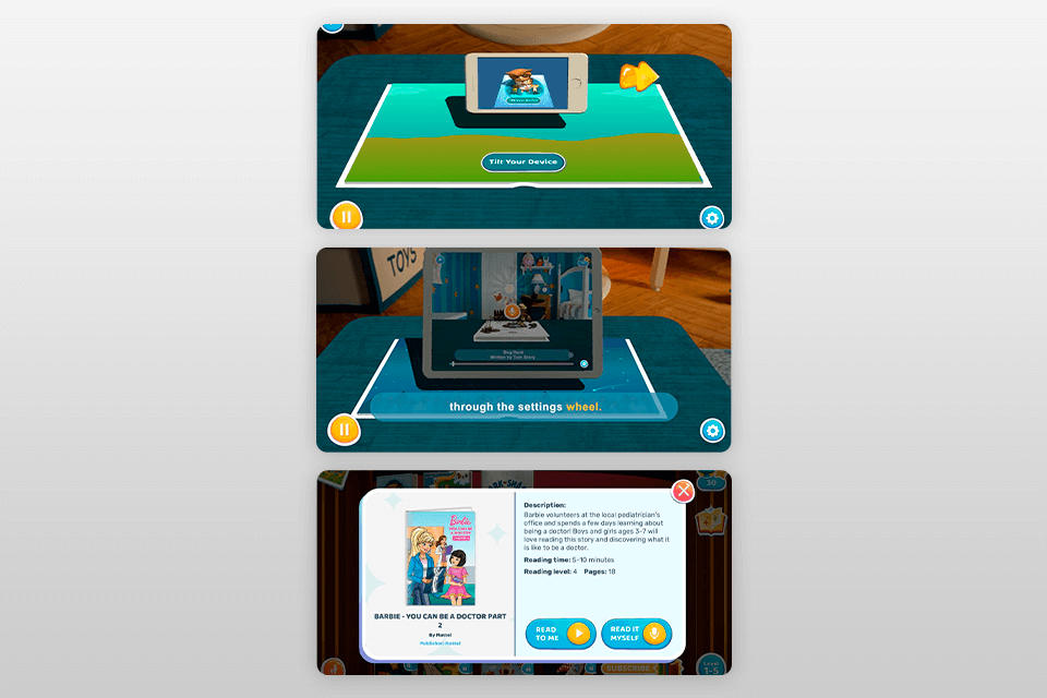 bookful virtual reality app for iphone interface