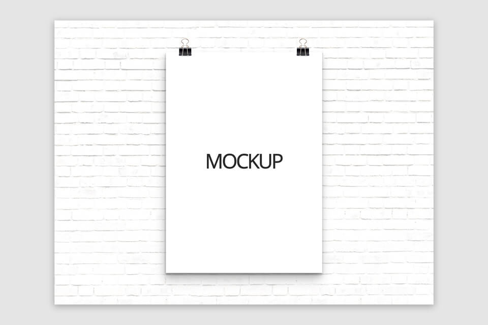 brick wall poster mockup