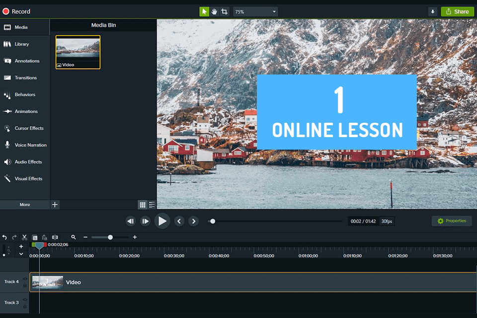 camtasia video tutorial software software interface