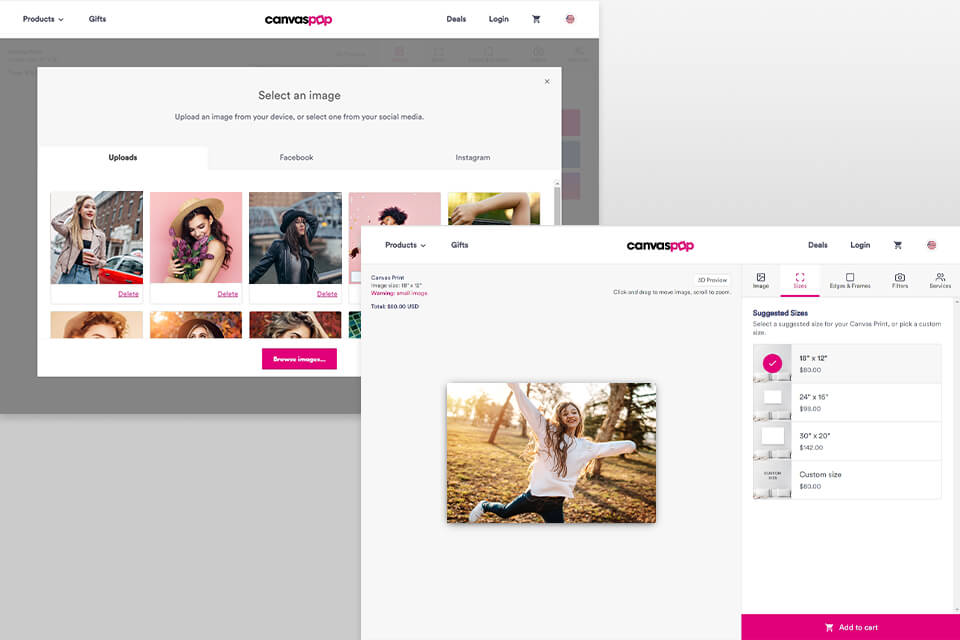 canvaspop photo printing app