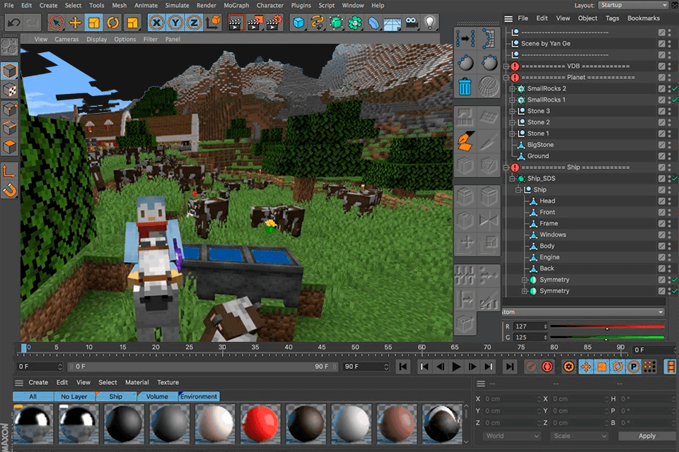 cinema 4d studio minecraft animation maker interface