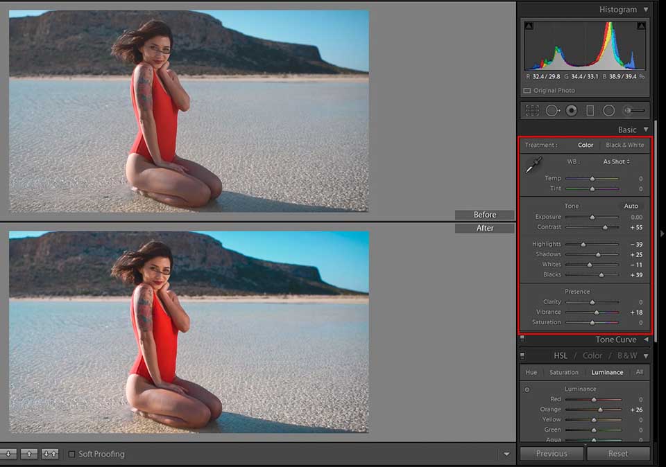 color correction in lightroom