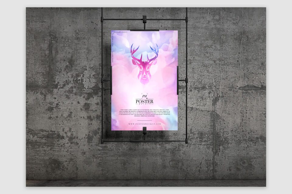 concrete wall hanging poster mockup
