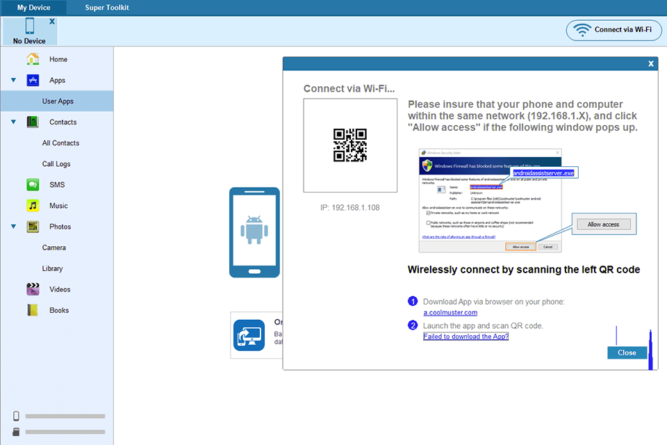 coolmuster android assistant interface