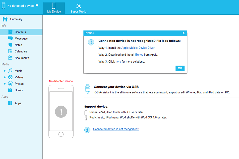 coolmuster ios assistant interface