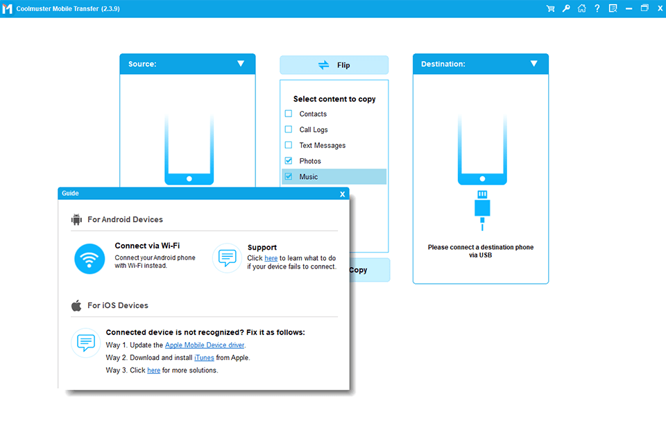 coolmuster mobile transfer interface