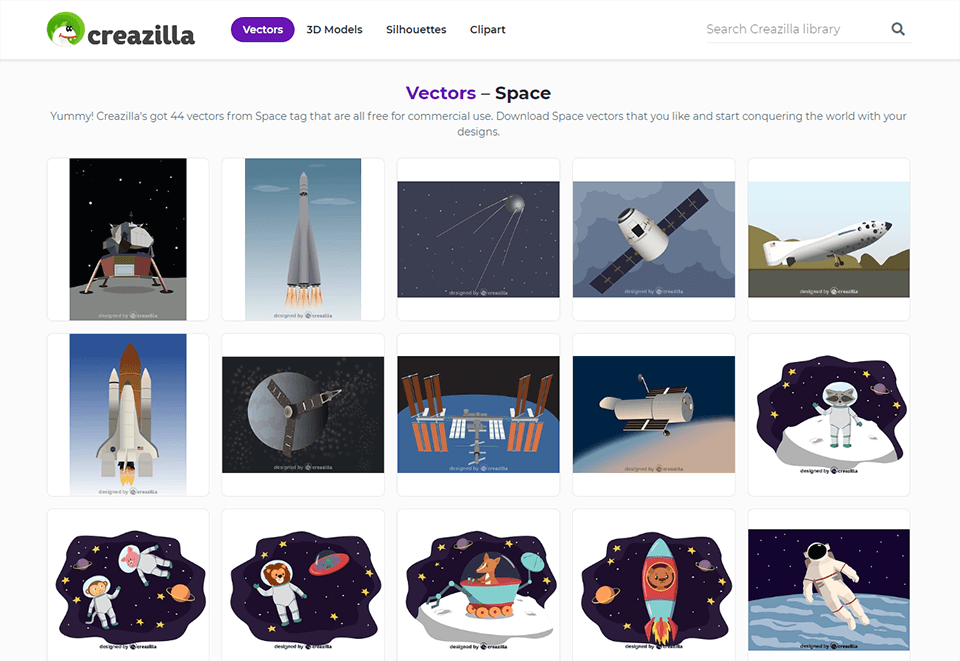 Interface von Creazilla - beste kostenlose Vektorgrafik