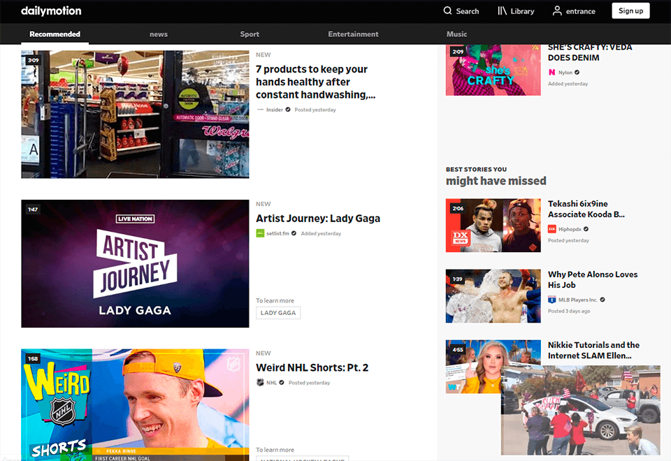 dailymotion youtube alternative interface