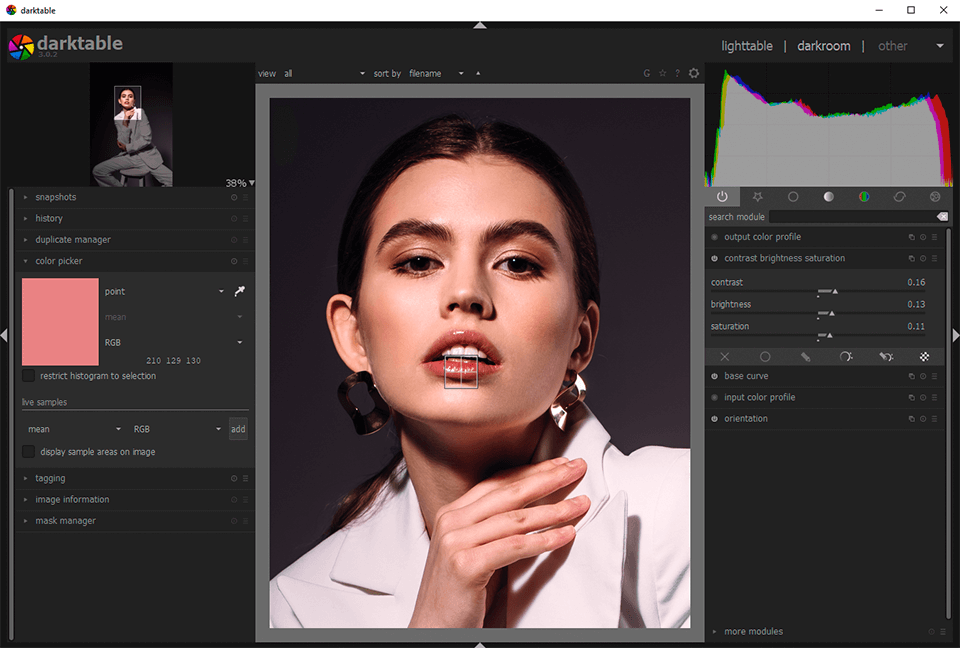 darktable for linux interface