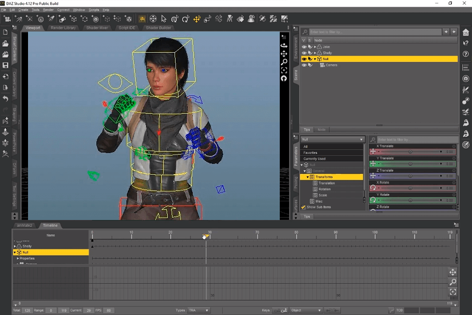 daz3d video game animation software interface
