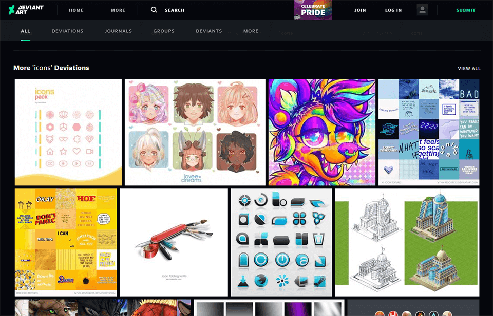 Interface von Deviantart - beste kostenlose Vektorgrafik