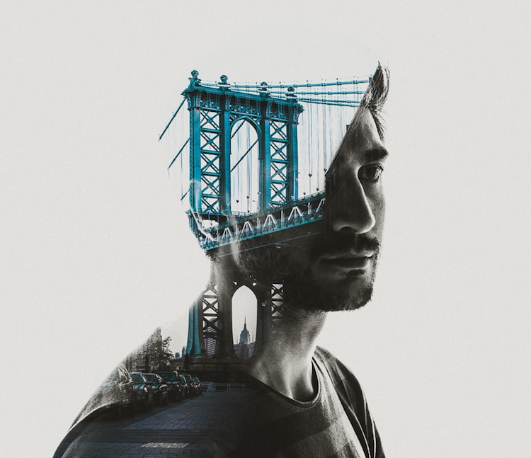 double exposure photo silhouettes
