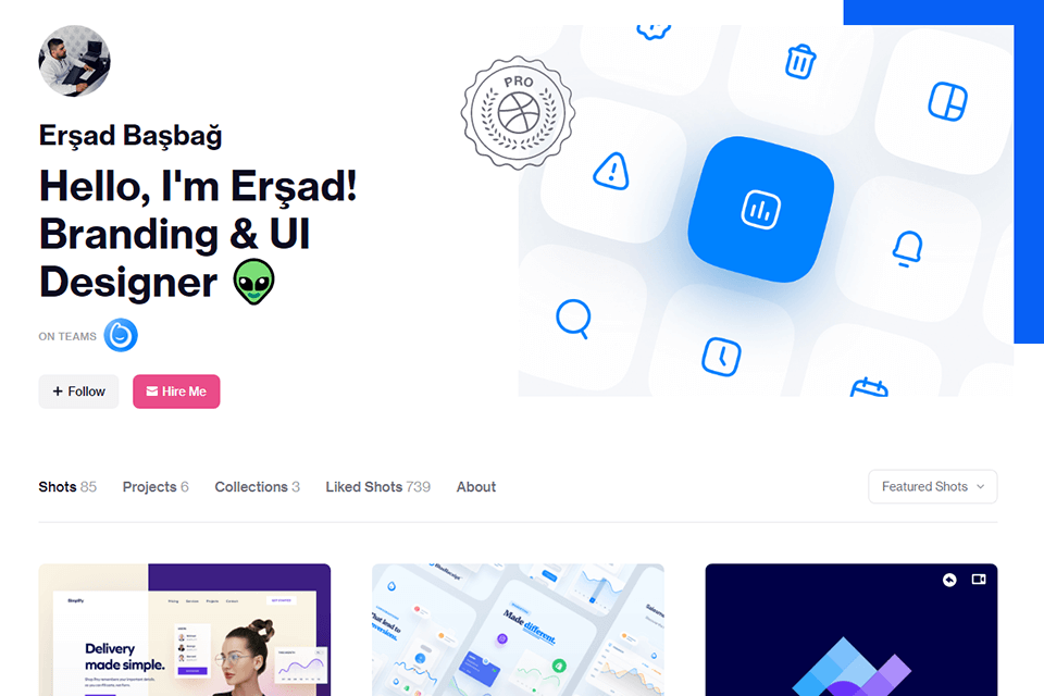 dribbble portfolio service