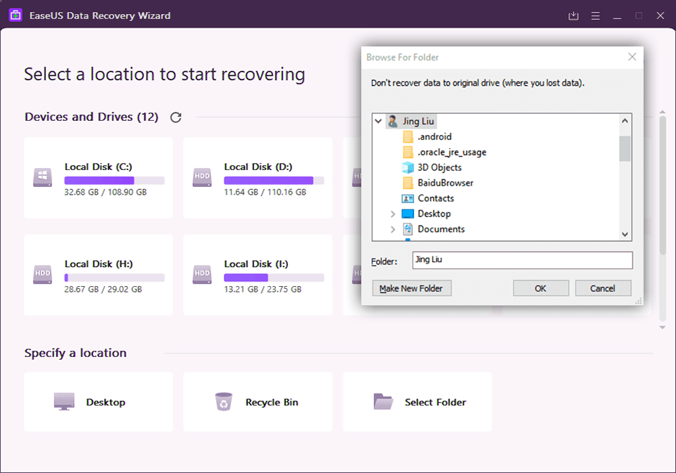 easeus interface sd card recovery software