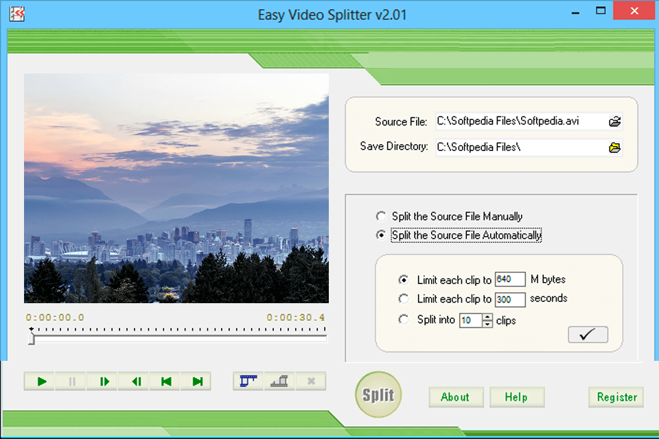 easy video splitter interface