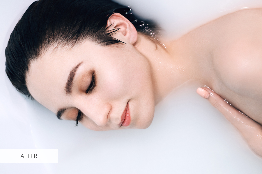 editing milk bath photos with clone stamp