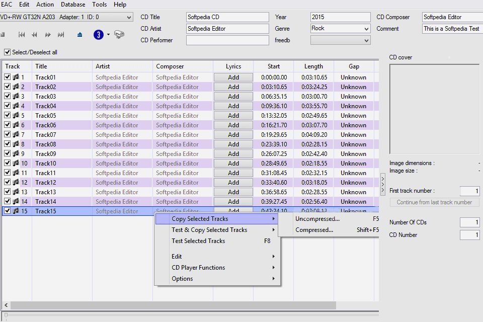 exact audio copy free cd ripper interface