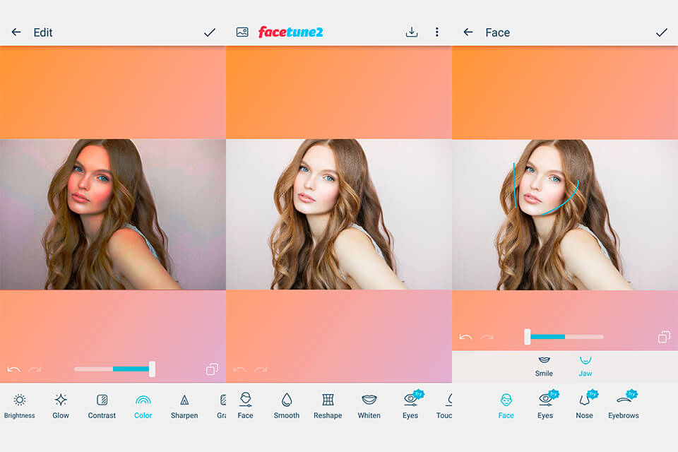 facetune 2 selfie app screen