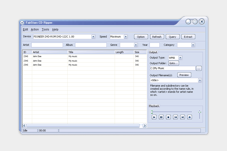 fairstars free cd ripper interface