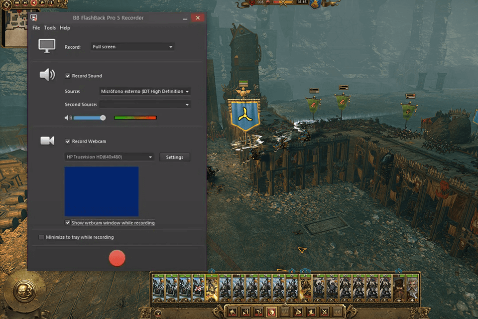 flashback express game recording software interface
