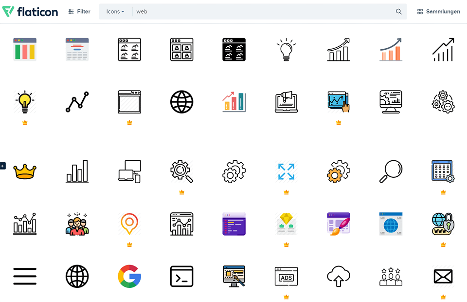 Interface von Flaticon - beste kostenlose Vektorgrafik