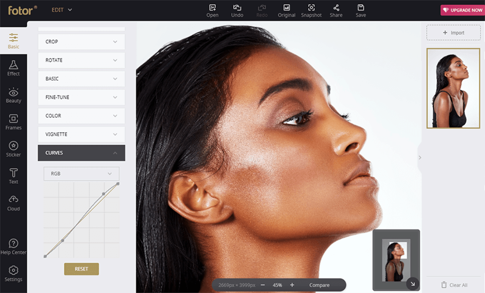 fotor web color correction