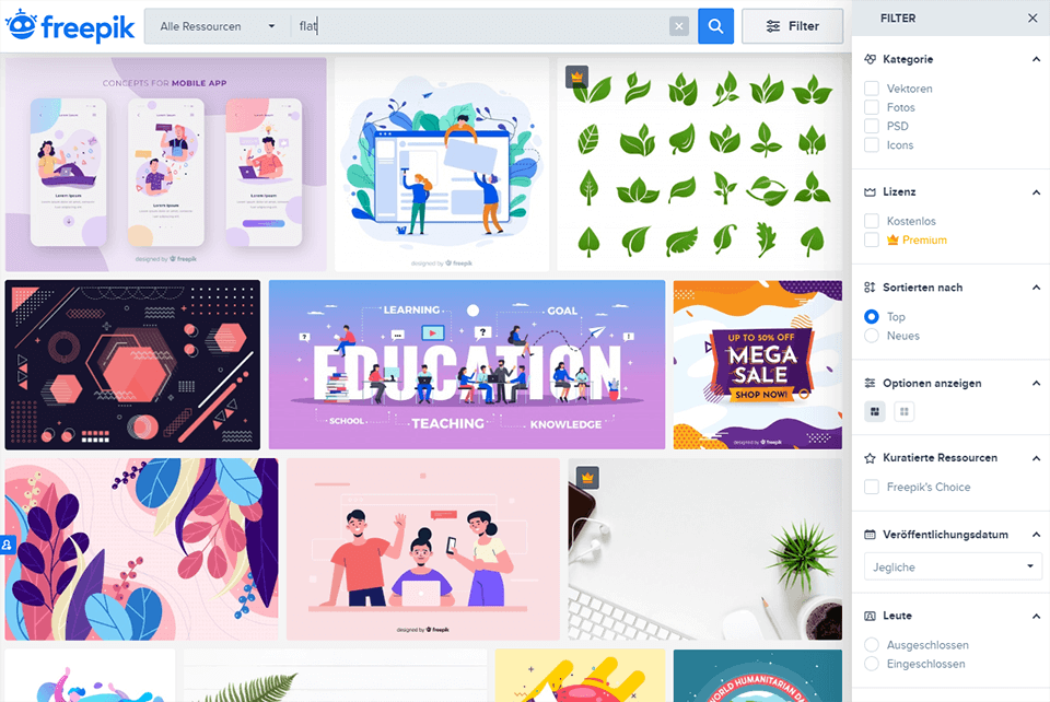 Interface von Freepik - beste kostenlose Vektorgrafik 