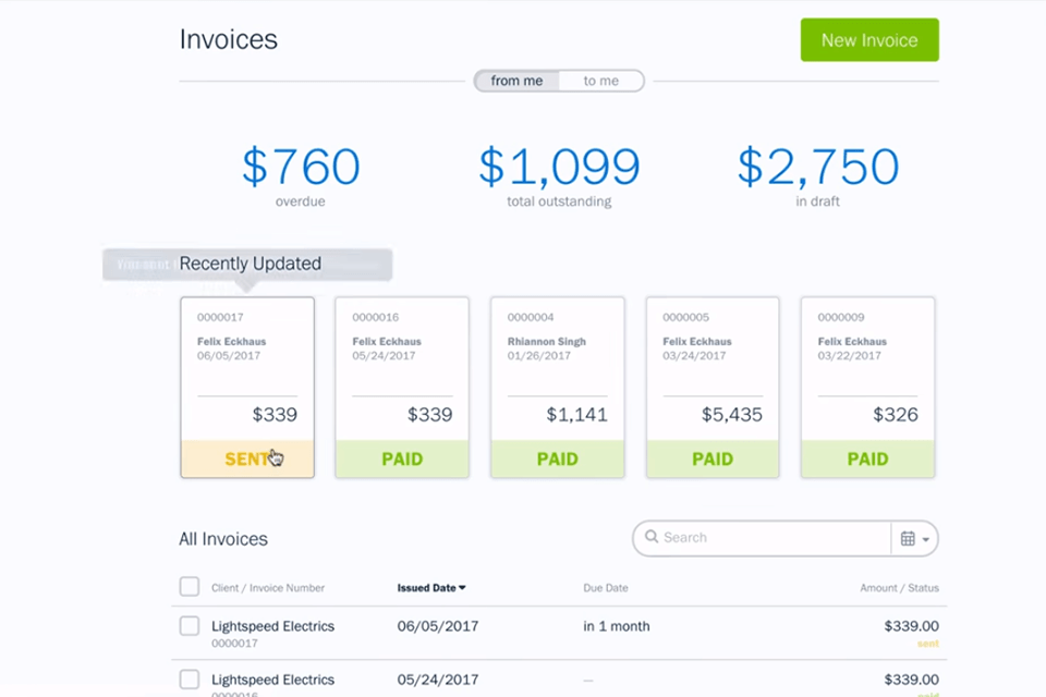freshbooks interface
