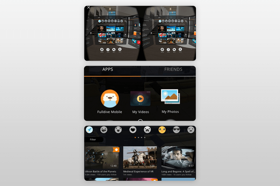 fulldive virtual reality app for iphone interface