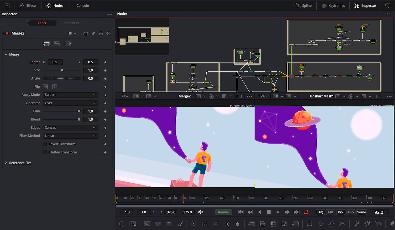 fusion 16 rotoscoping software interface