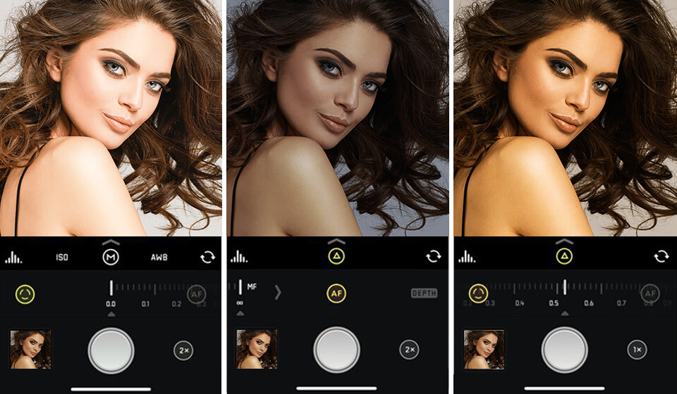 halide iphone camera app interface