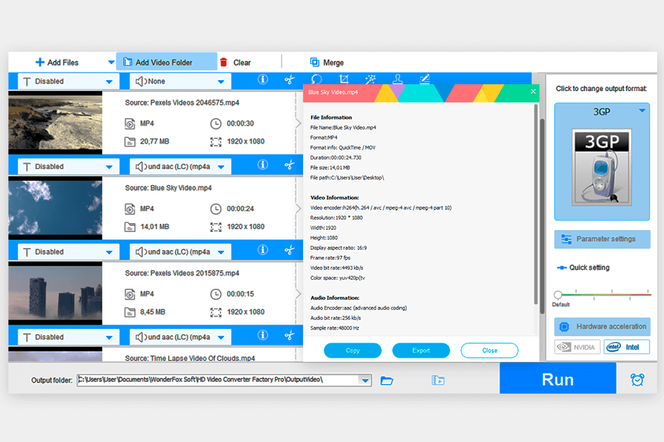 hd video converter factory pro interface