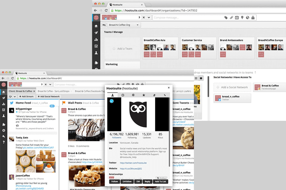 interfaz de software de servicio al cliente de redes sociales de hootsuite