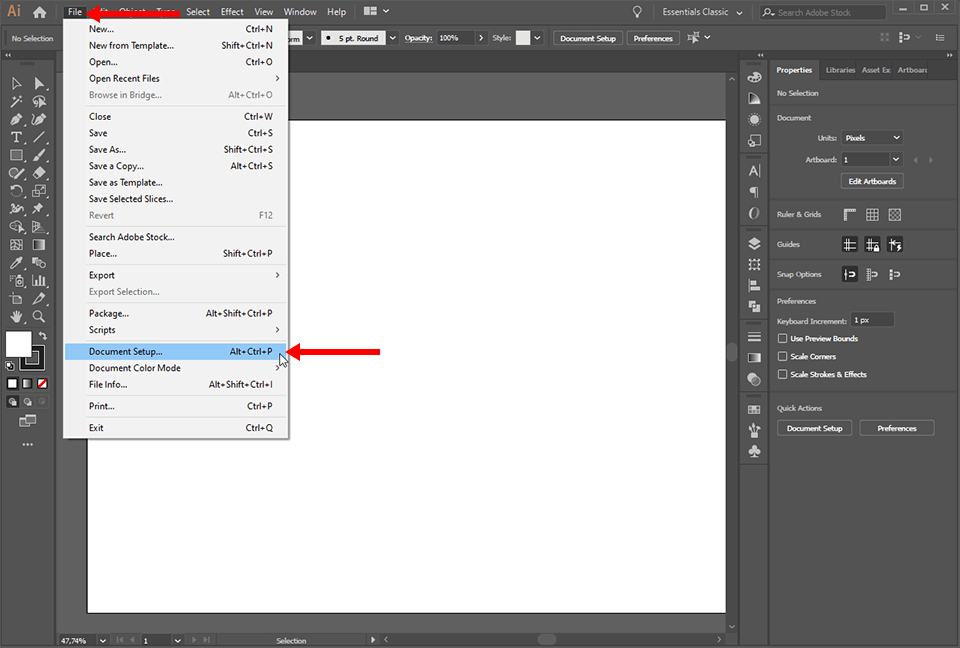 how to change background color in illustrator document setup