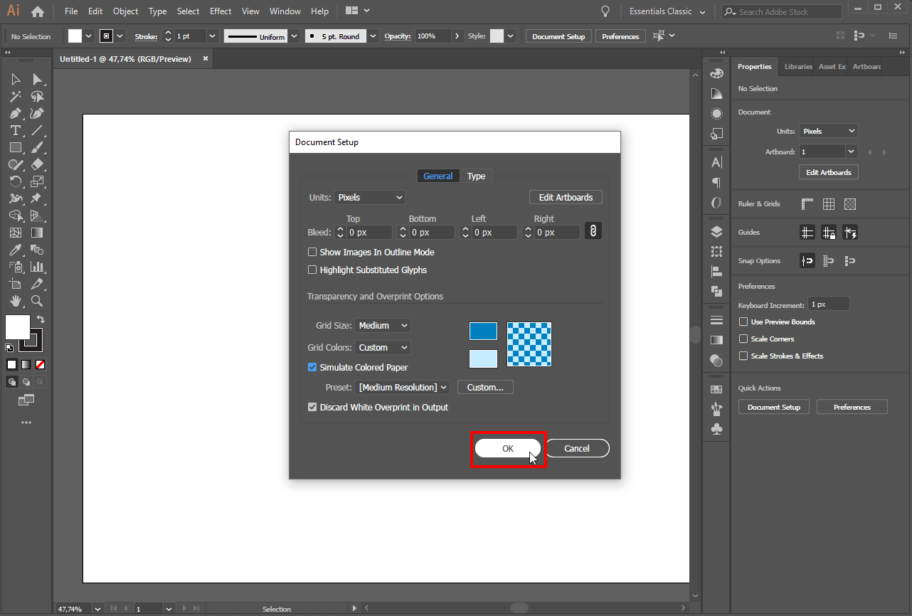 how to change background color in illustrator